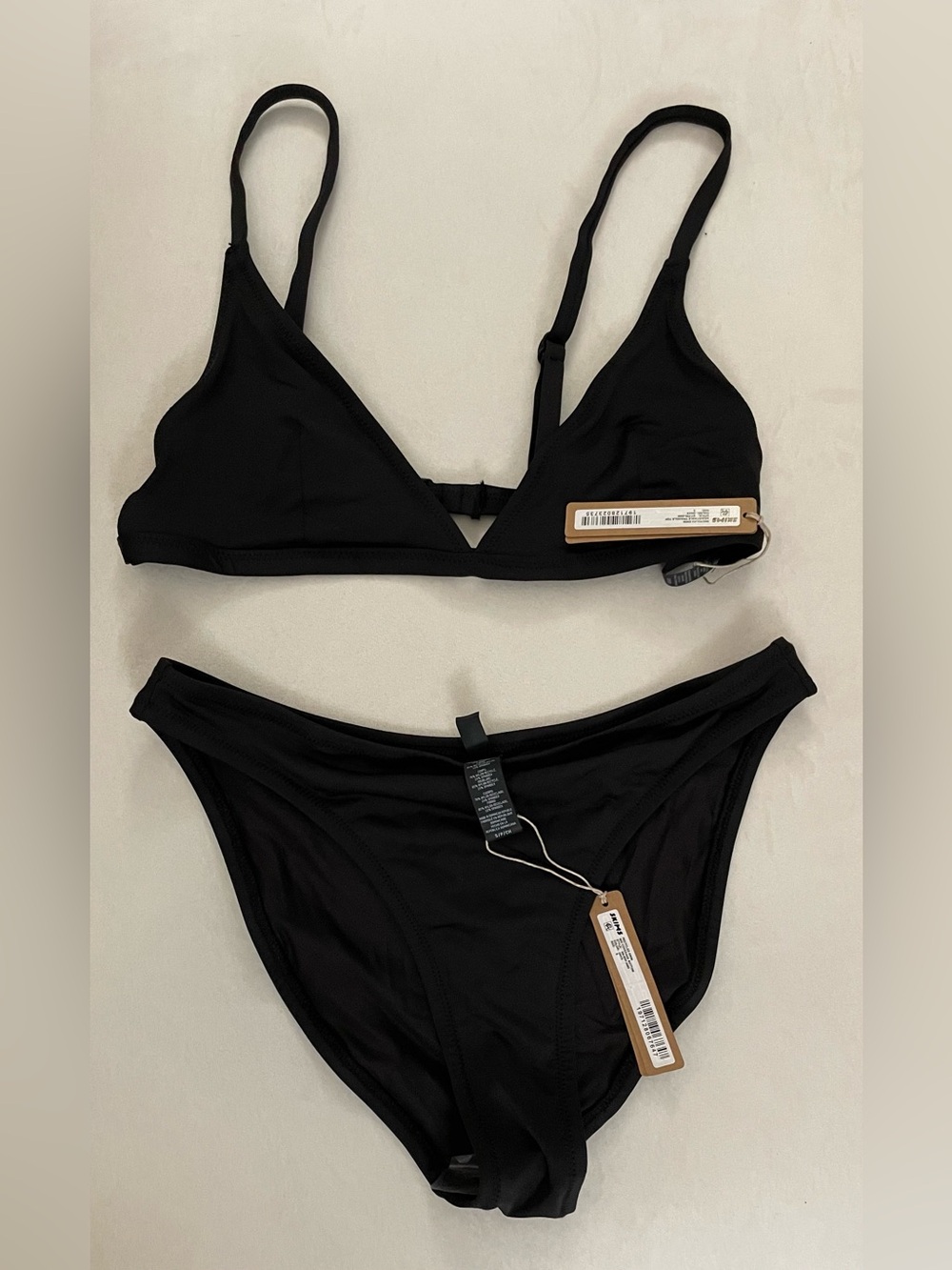 Skims 2Pc SET NWT Adjusted Triangle Bikini Top & Bottoms Black Onyx Size S
